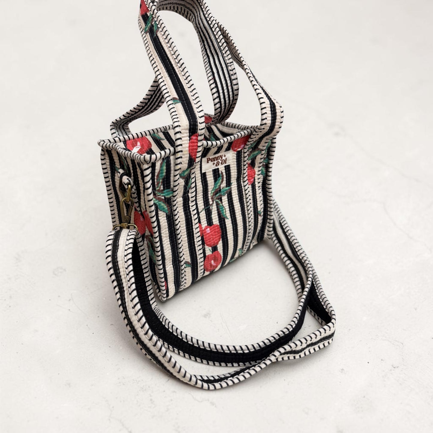 Black stripe cherry MINI Tote Bag - Penny & Ol