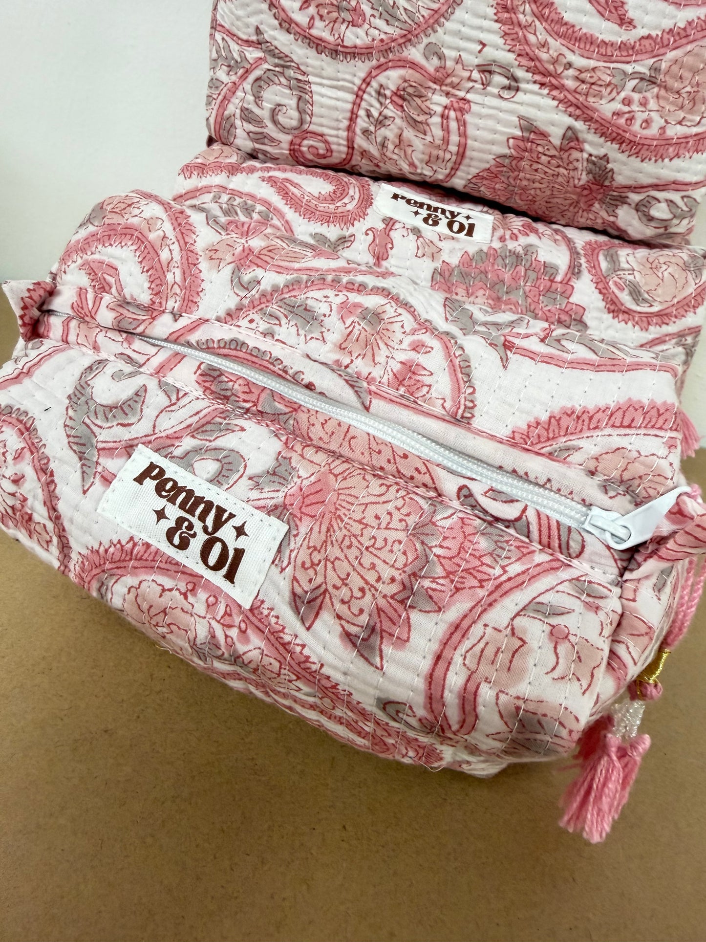 Pink & white paisley collection, tote bags. Cotton tote bags all sizes.