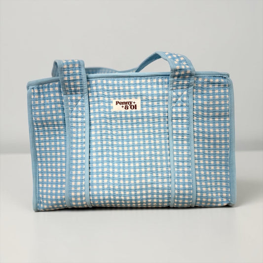 Baby Blue Gingham Collection. Cotton, handmade tote bags