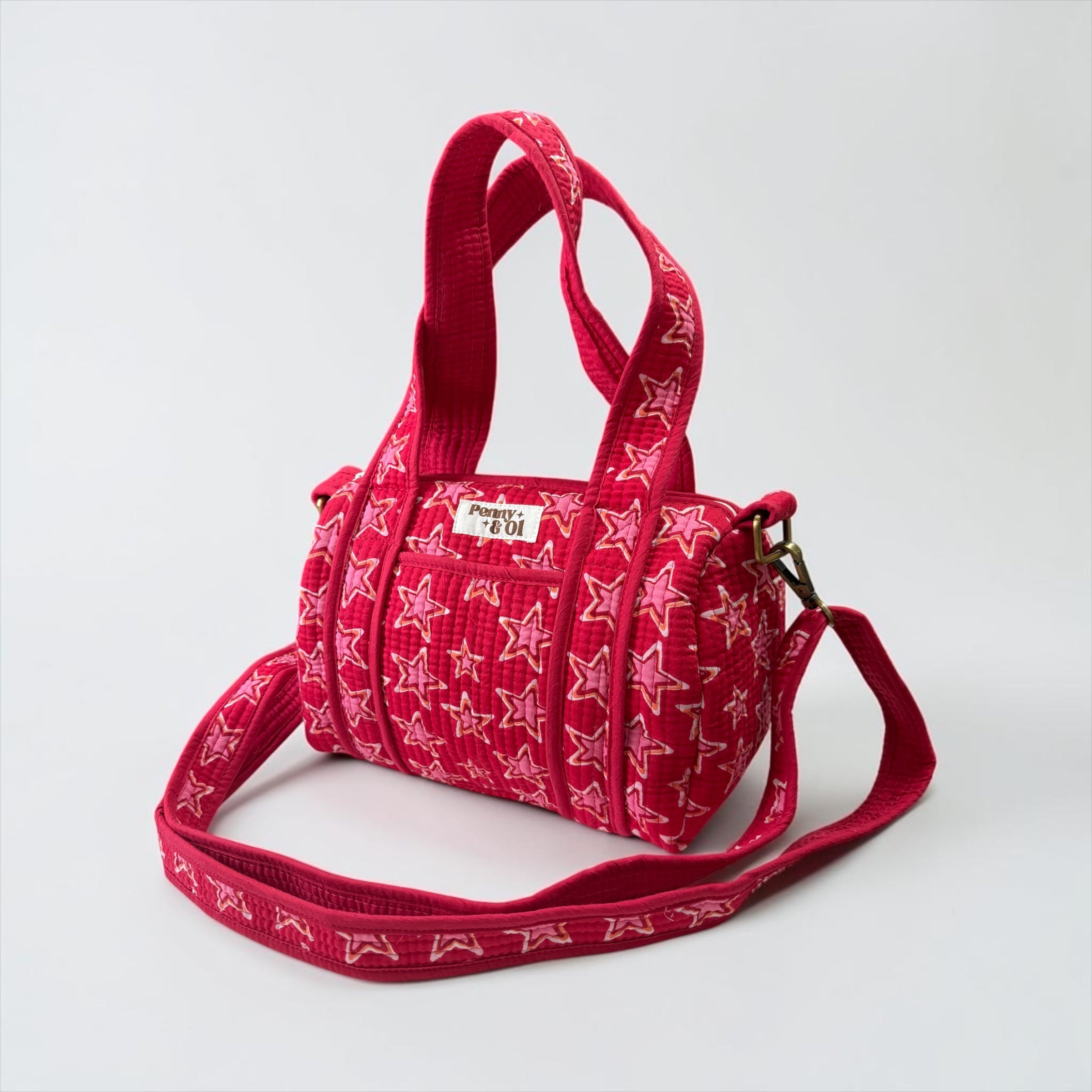 Pink Stars Mini Duffle Tote Bags - Penny & Ol