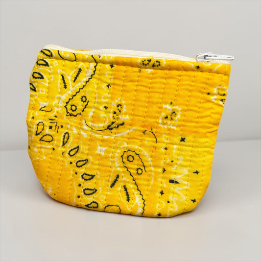 Yellow Paisley Bandana Mini Zip Purse - Penny & Ol