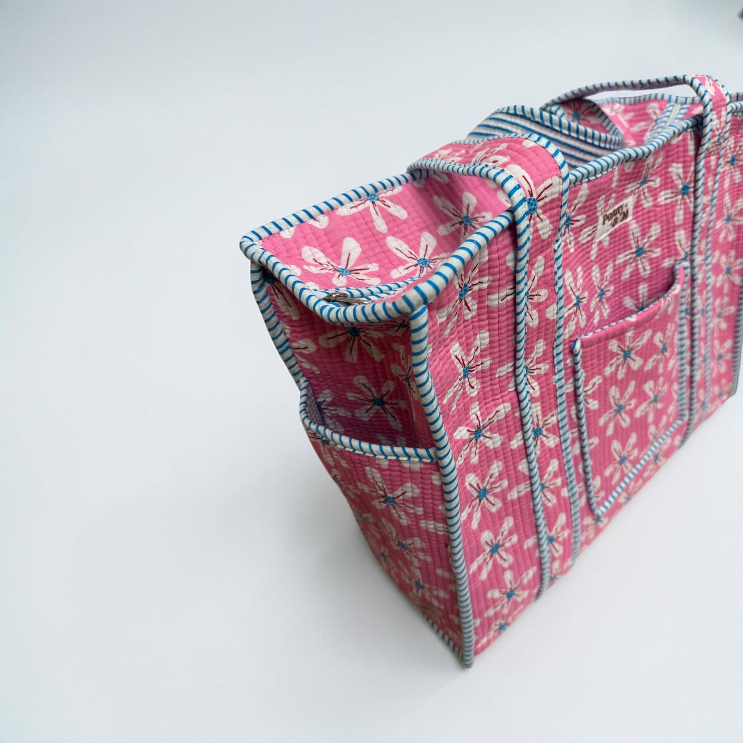 Daisy Dream Travel Tote, Handmade Cotton Tote Bag