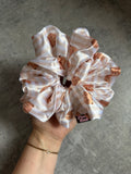 Beige Stripe Teddy XL Satin Hair Scrunchie