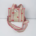 Beige striped hearts Mini Tote Bag - Penny & Ol.