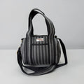Black & Grey Stripe Mini Duffle Tote Bags - Penny & Ol
