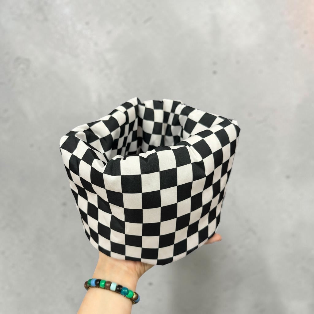 Black and white checkerboard Padded Fabric Organisers, beauty basket..