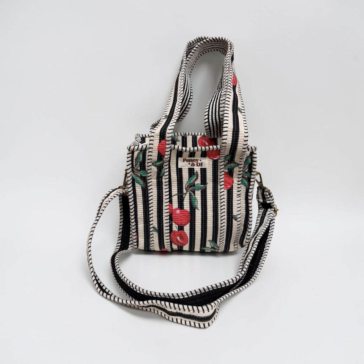 Black stripe cherry MINI Tote Bag - Penny & Ol