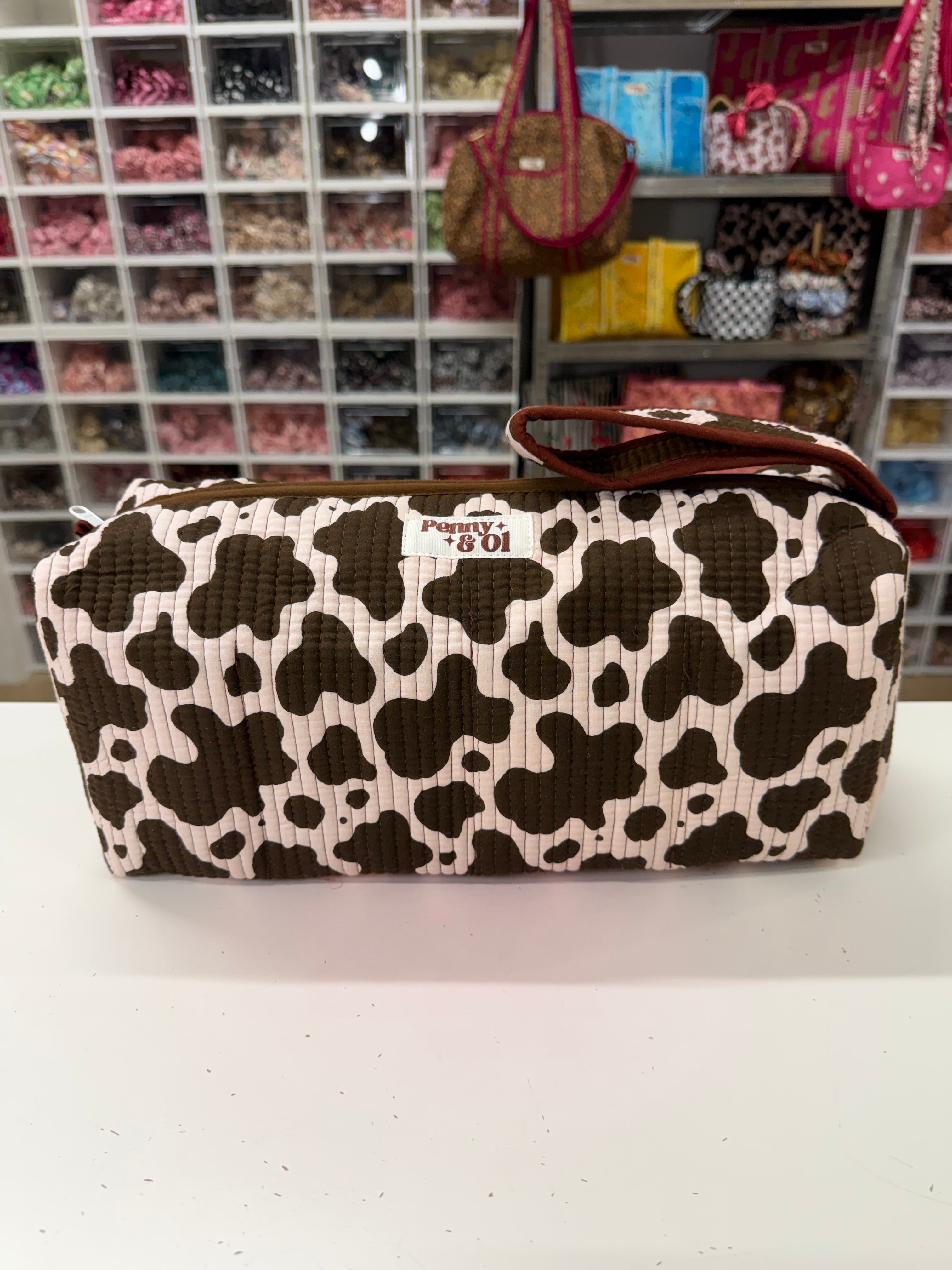 Hair tool bag, Cotton hair tool zip pouch with compartments