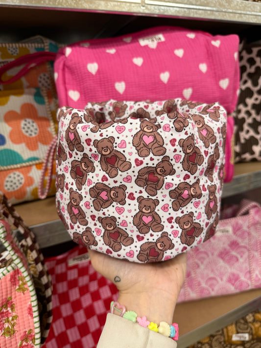 Teddy Love Padded Fabric Organisers, beauty basket.