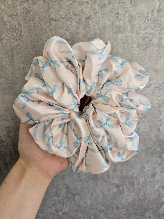 Blue Bows XL Hair Scrunchie.