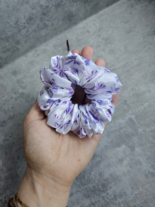 Purple bows Midi scrunchie