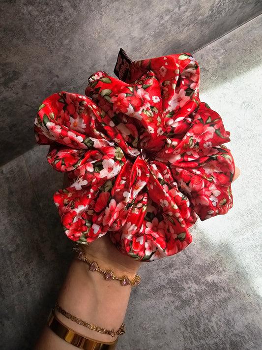 Crimson Garden XL Hair Scrunchie.