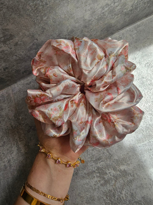 Vintage floral XL Hair Scrunchie.