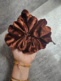 Chocolate Brown Velvet XL Hair Scrunchie.
