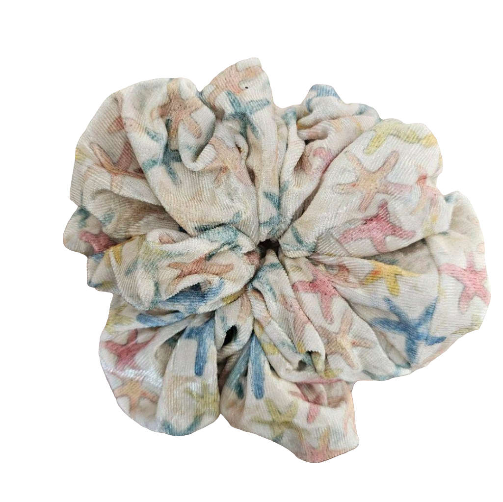 Pastel Starfish Velvet XL Hair Scrunchie.