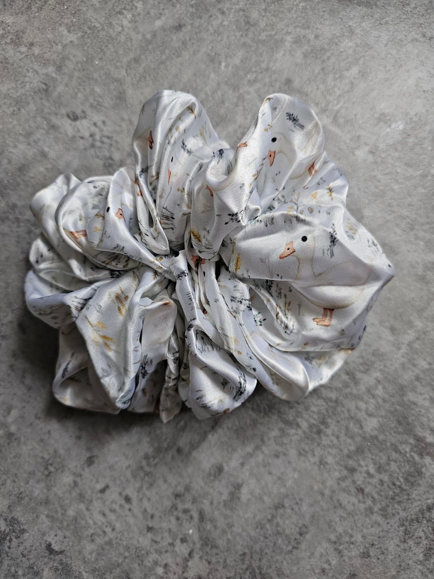 Farm yard Ducks XL Satin Hair Scrunchie.