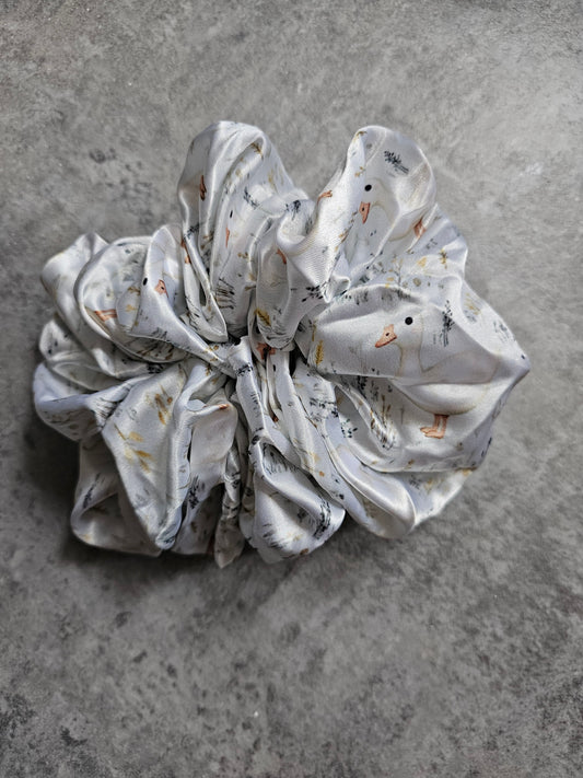 Farm yard Ducks XL Satin Hair Scrunchie.