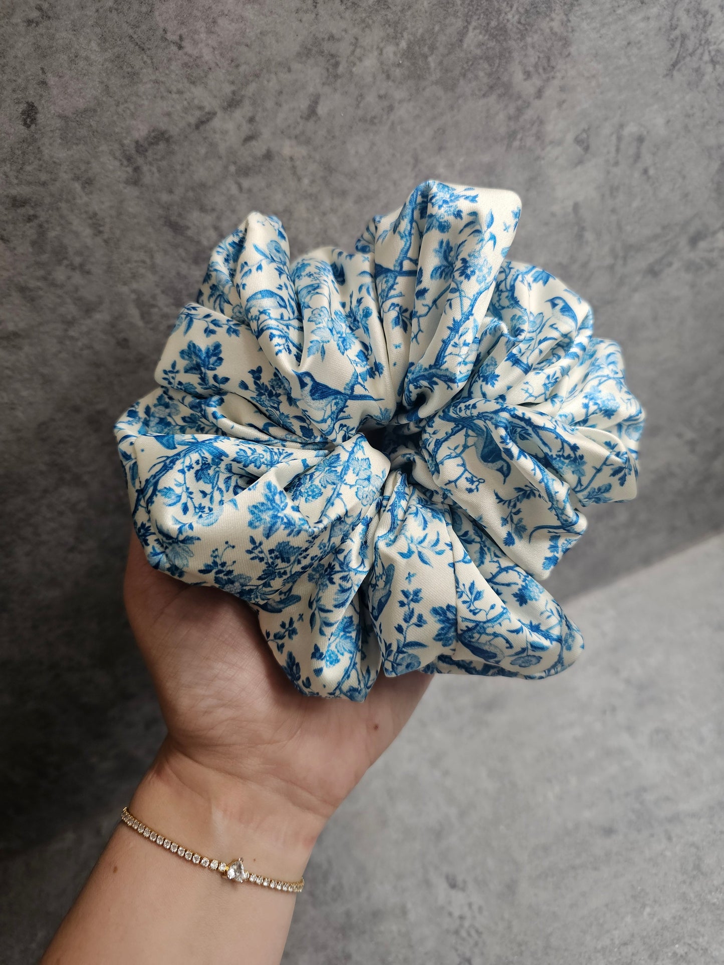 Bluebirds Luxury Satin XL Hair Scrunchie