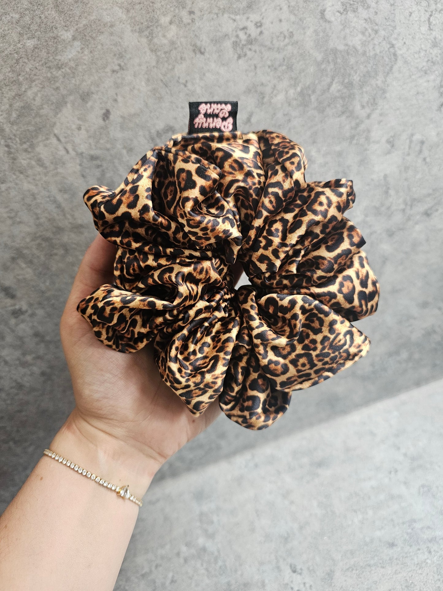 Leopard Print Luxury Satin XL Hair Scrunchie