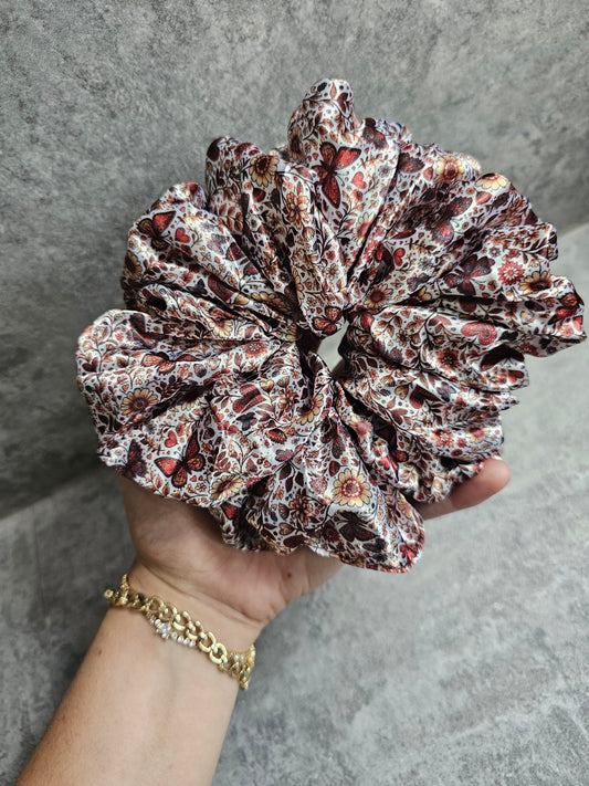 Autumnal Butterflies XL Satin Hair Scrunchie