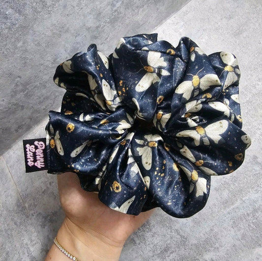 Midnight Moth XL Satin Hair Scrunchie