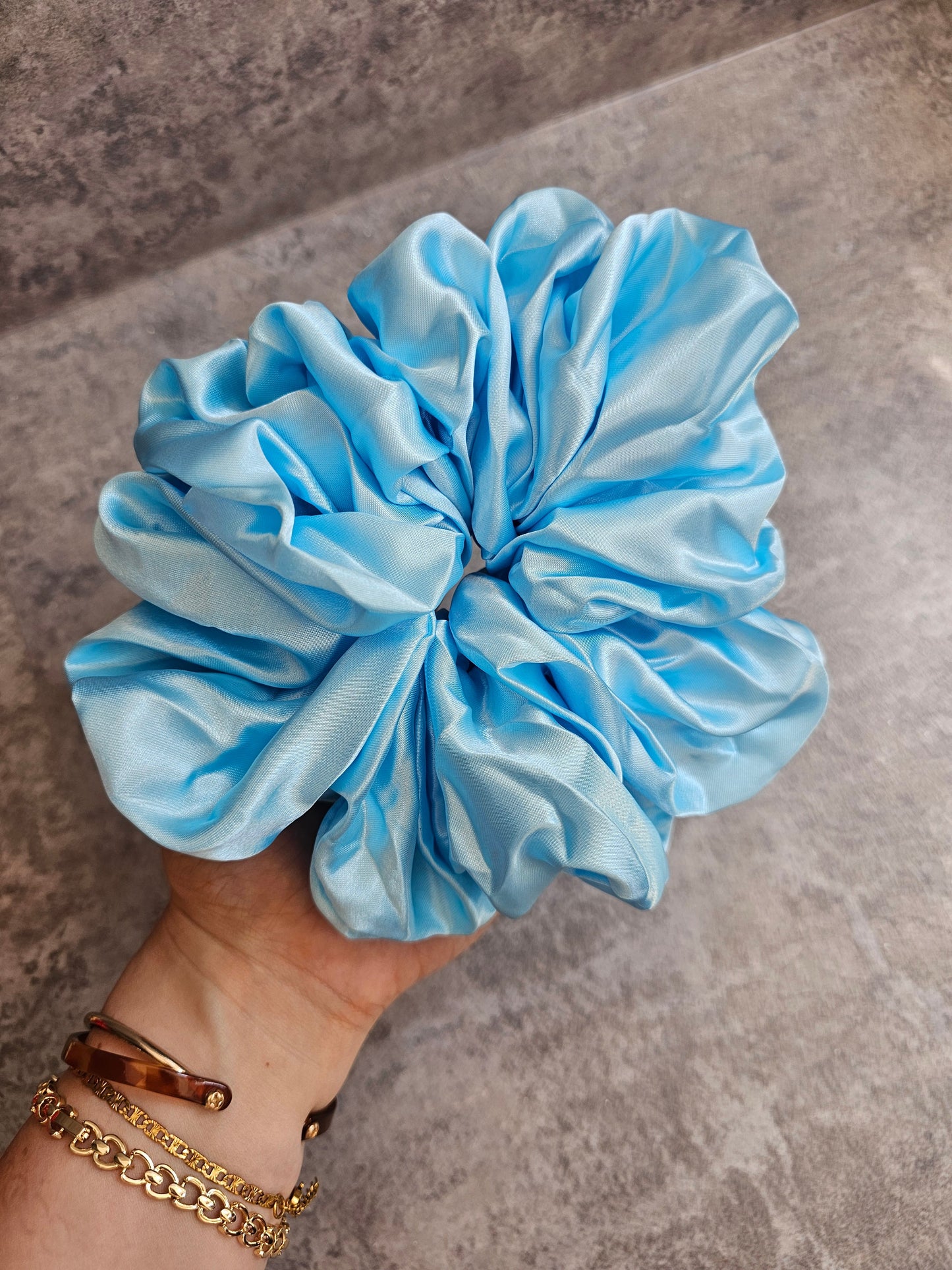 Baby Blue Solid XL Satin Hair Scrunchie