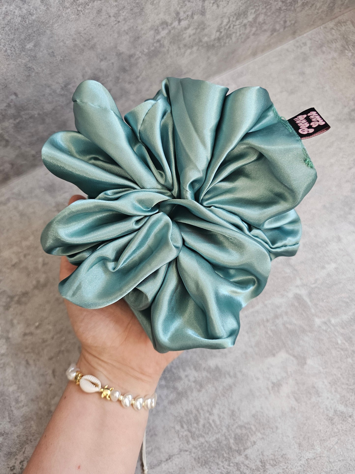 Teal Solid XL Satin Hair Scrunchie
