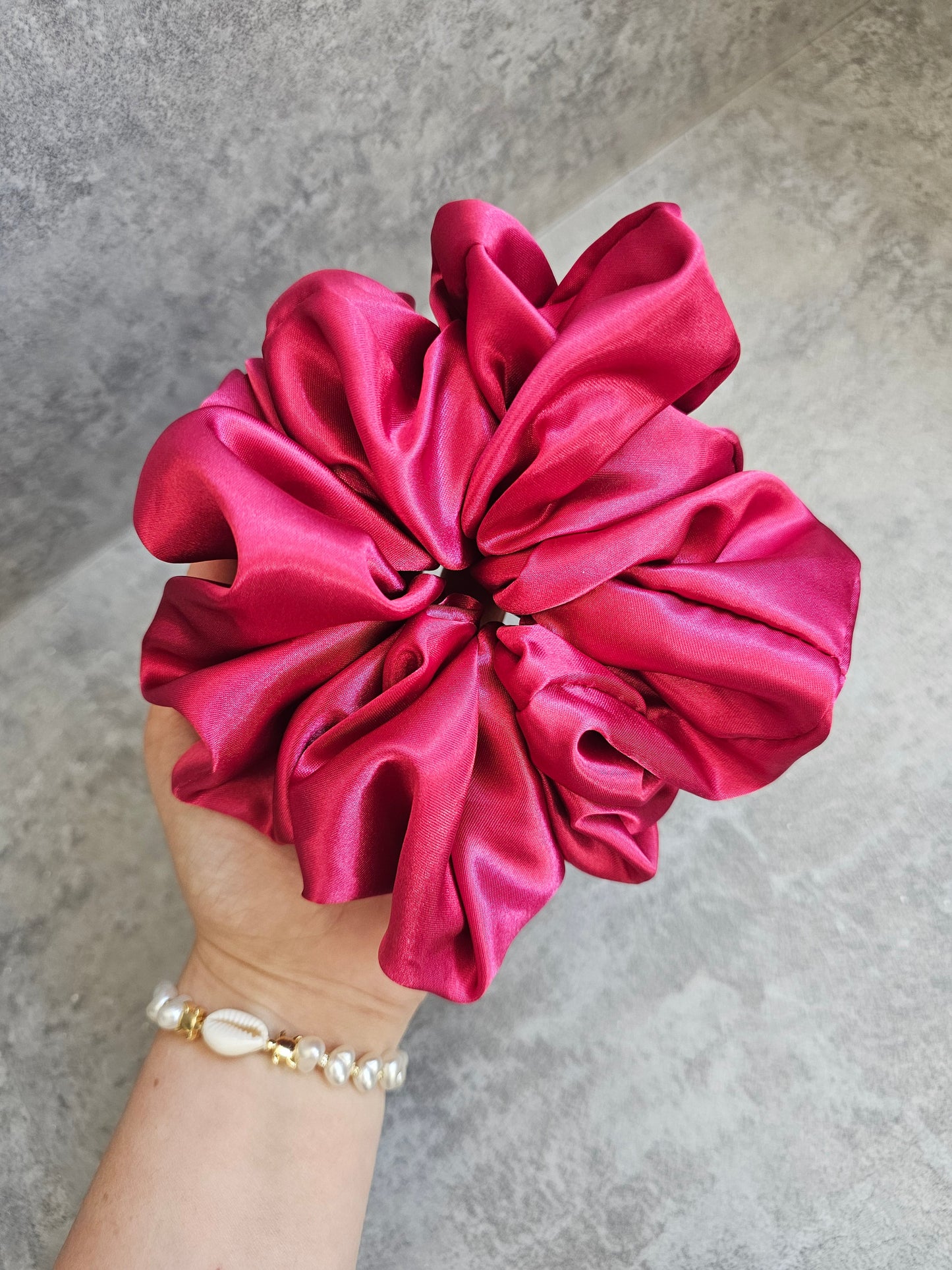 Raspberry Solid XL Satin Hair Scrunchie