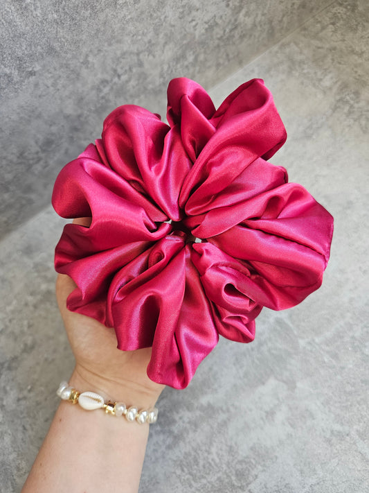 Raspberry Solid XL Satin Hair Scrunchie