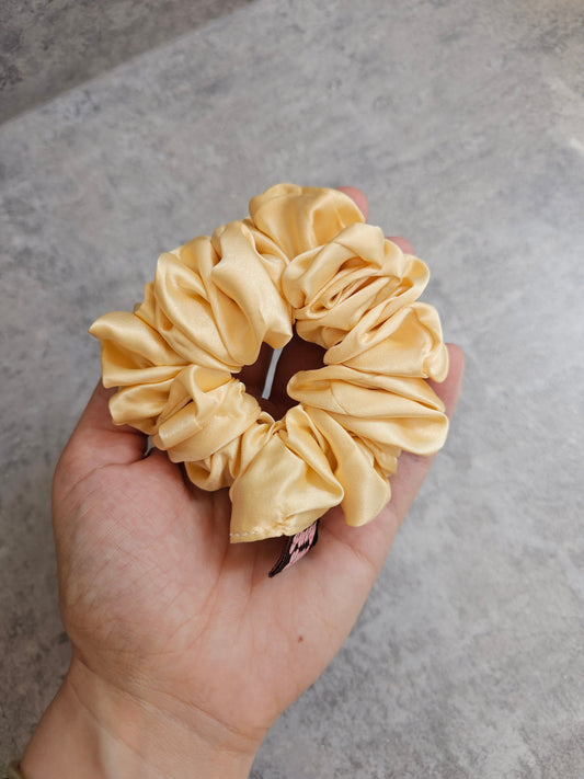 Butter Yellow Solid Midi Satin Hair Scrunchie