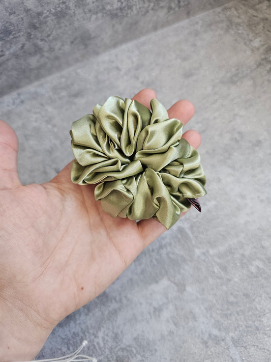 Sage Solid Midi Satin Hair Scrunchie