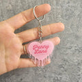 PLS Keyring, dripping heart logo keyring