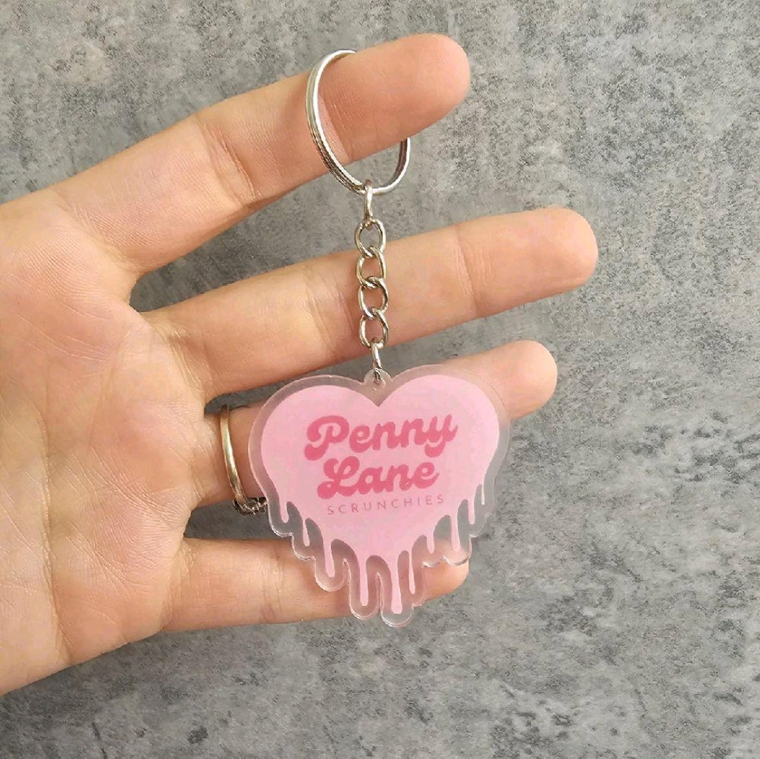 PLS Keyring, dripping heart logo keyring