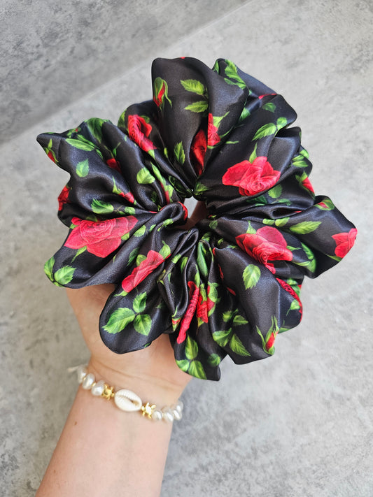 Red Roses XL Satin Hair Scrunchie