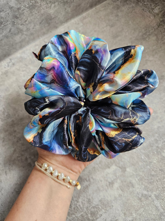 Black Marble XL Satin Hair Scrunchie