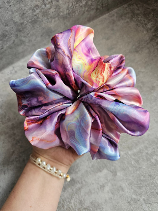 Pink Marble XL Satin Hair Scrunchie