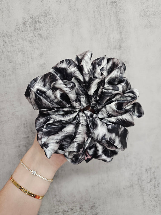 Snow Leopard XL Satin Hair Scrunchie