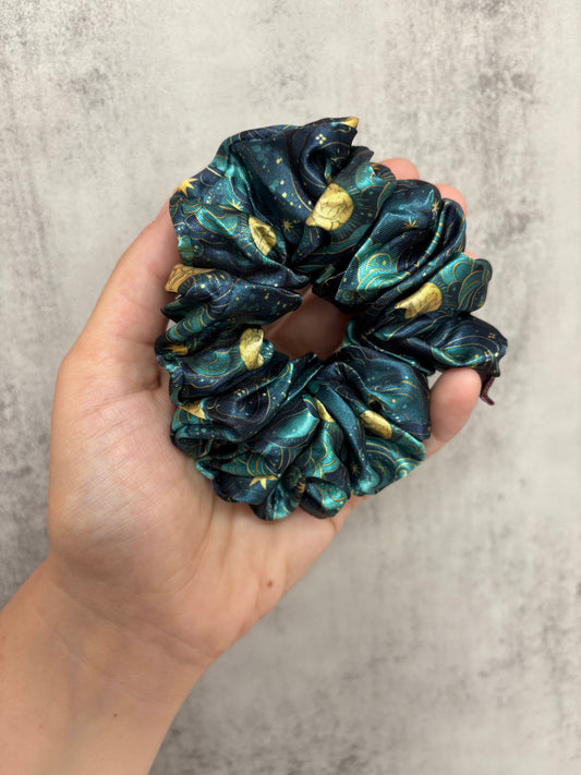 Teal Twilight Midi Satin Hair Scrunchie