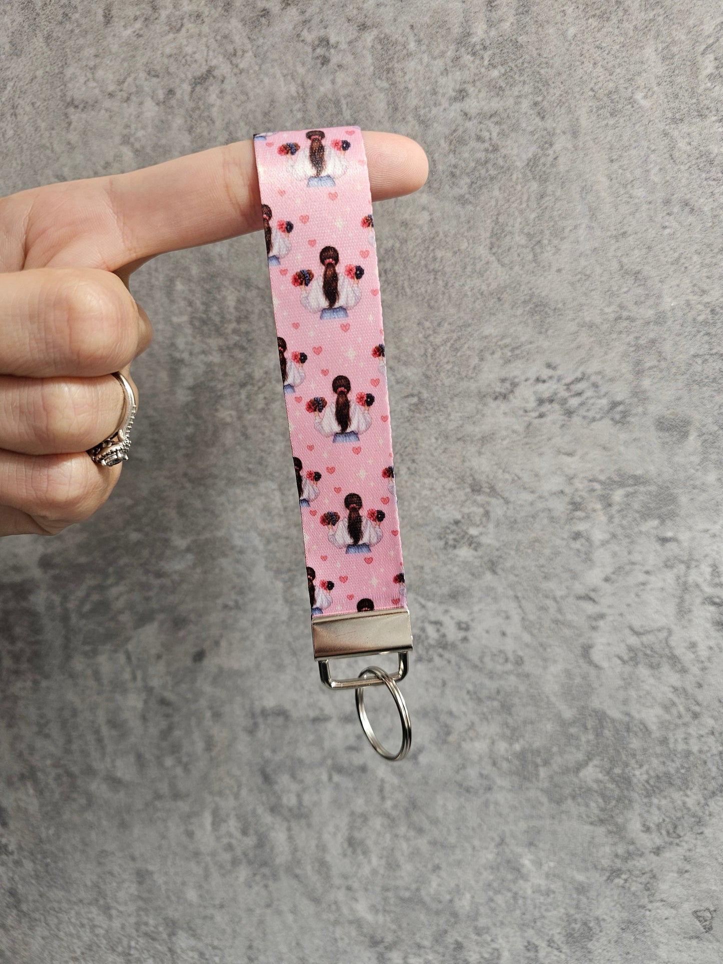 Scrunchie Girl Wristlet Keyring