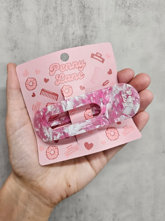 Pink Marble Lay Down Flat Claw Clip