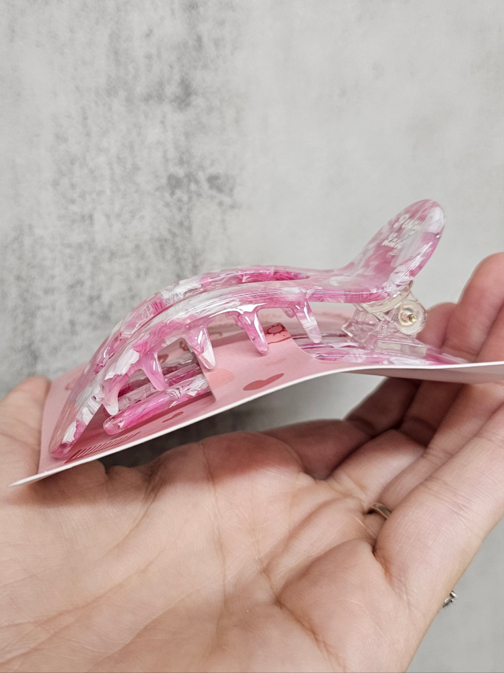 Pink Marble Lay Down Flat Claw Clip