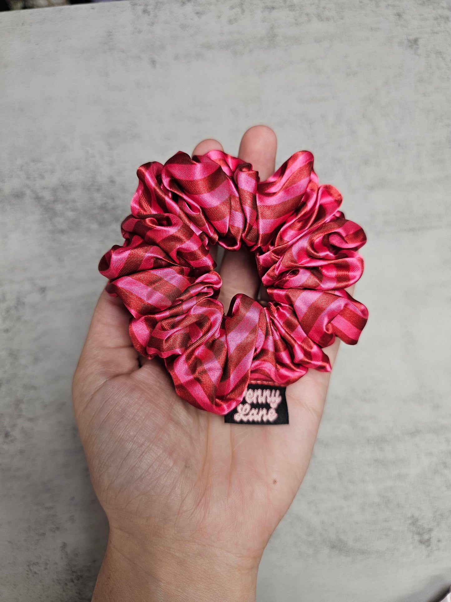 Magenta Stripes Midi Satin Hair Scrunchie
