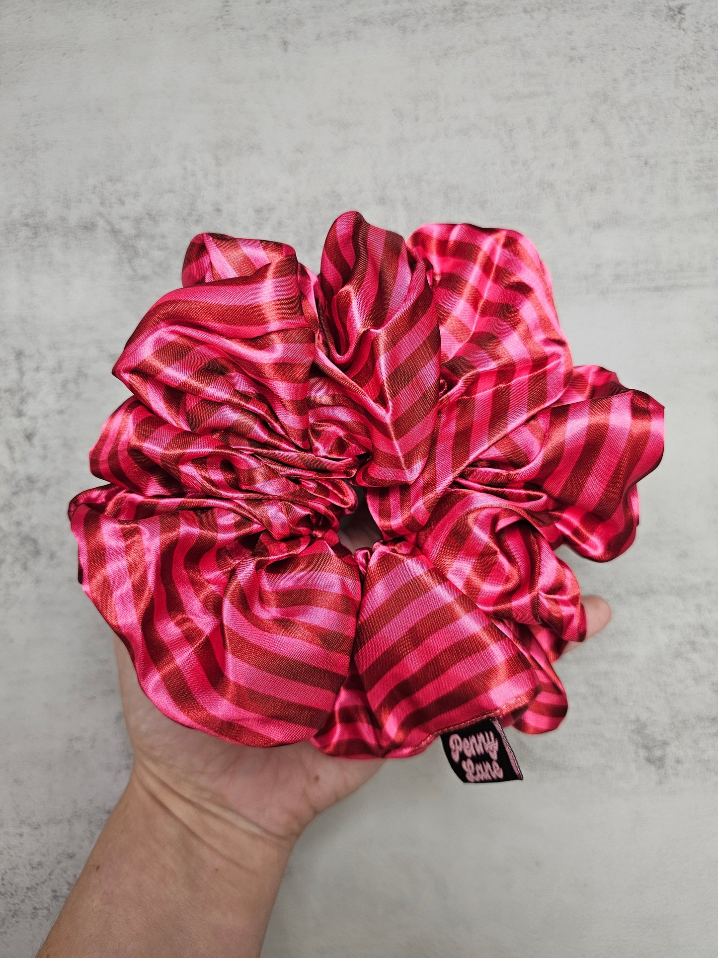 Magenta Strips XL Satin Hair Scrunchie