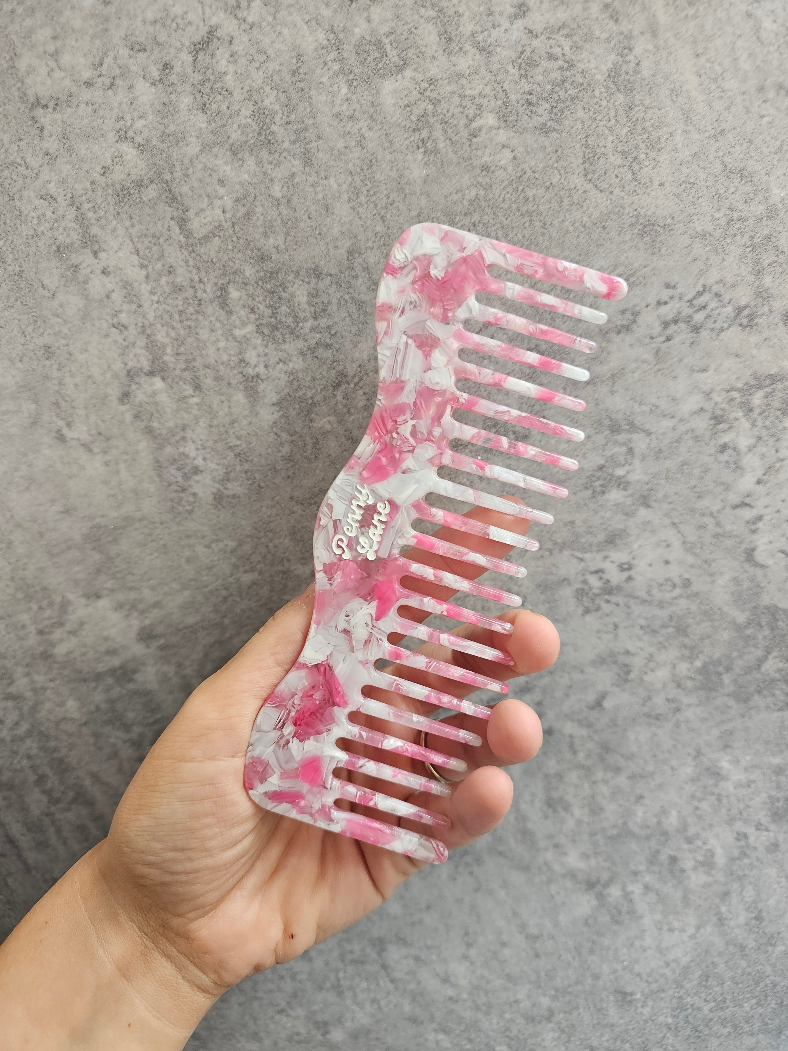 Pink Marble Wave Comb, PLS 100% accetate Comb.