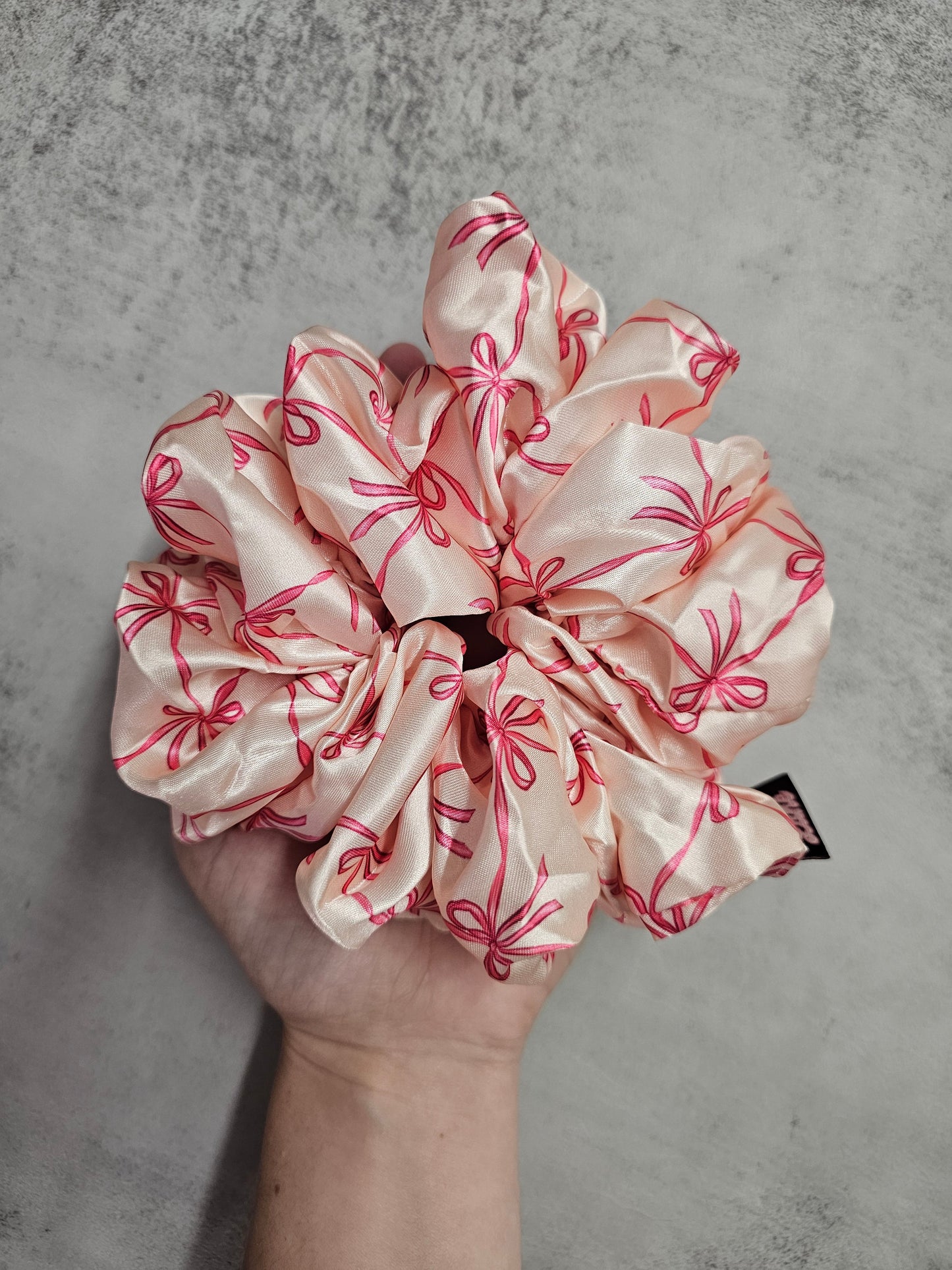 Pink Bows XL Satin Hair Scrunchie