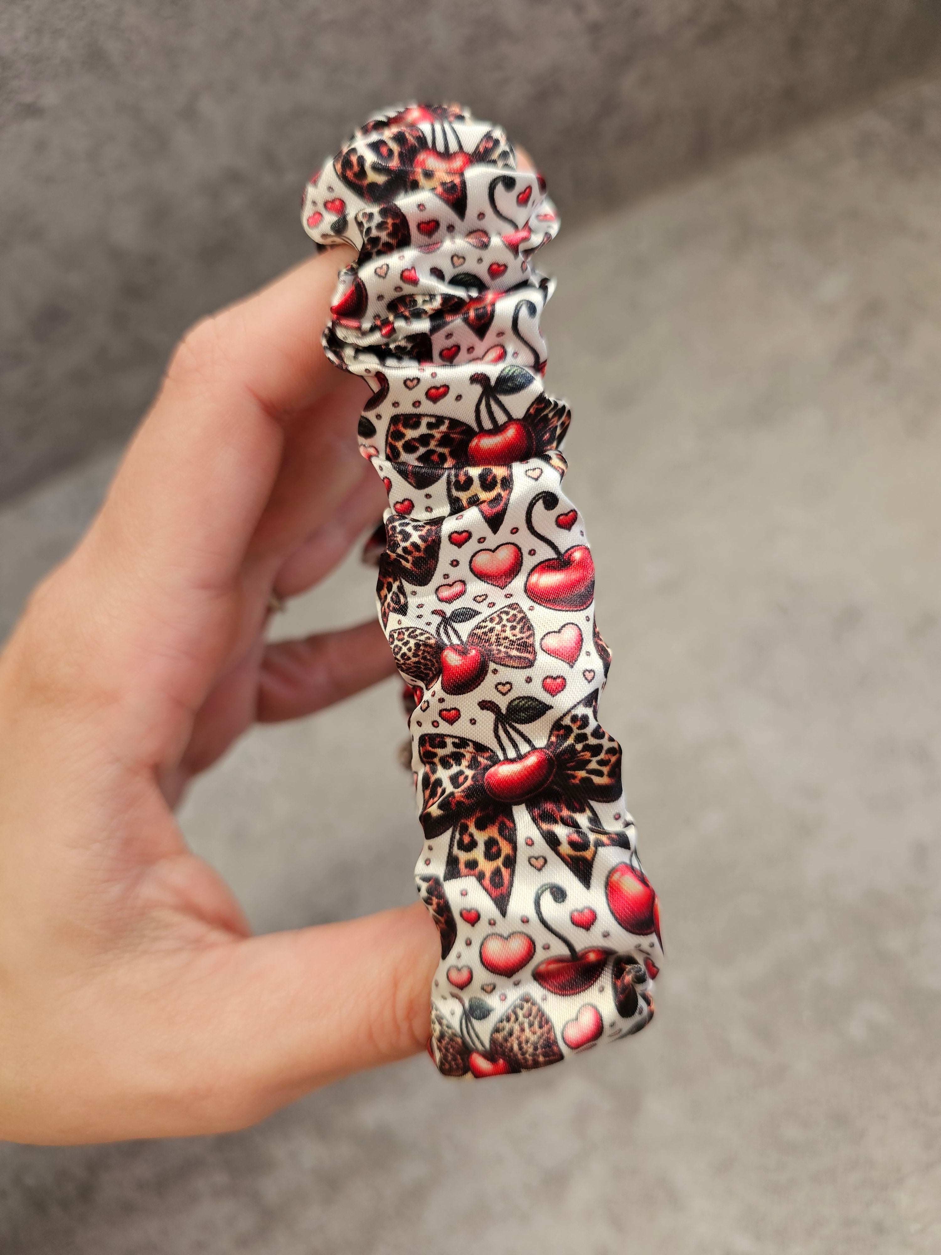 Leopard Cherry Bows Scrunchie Keyring