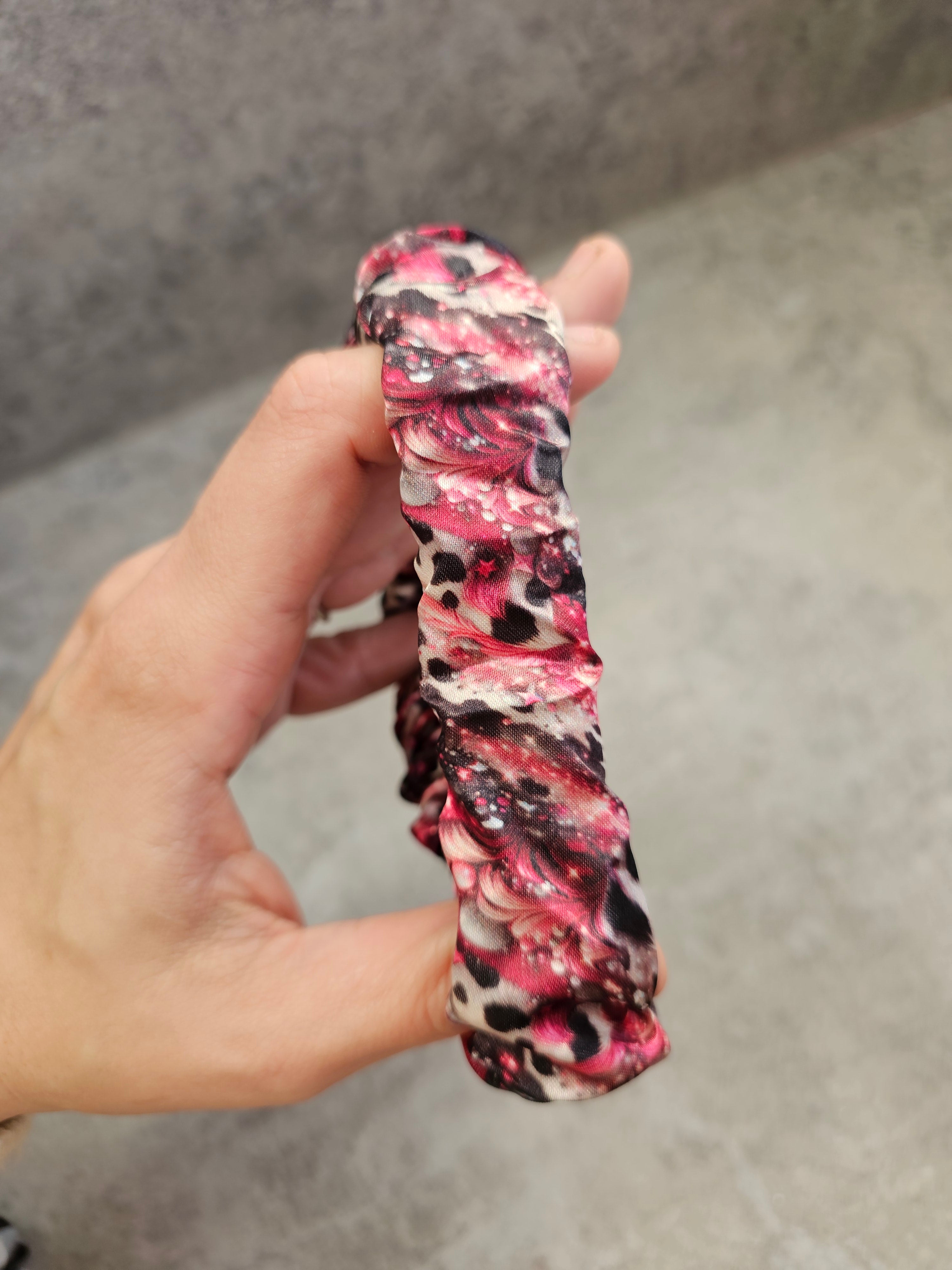 Pink Sparkle Cow Print Scrunchie Keyring