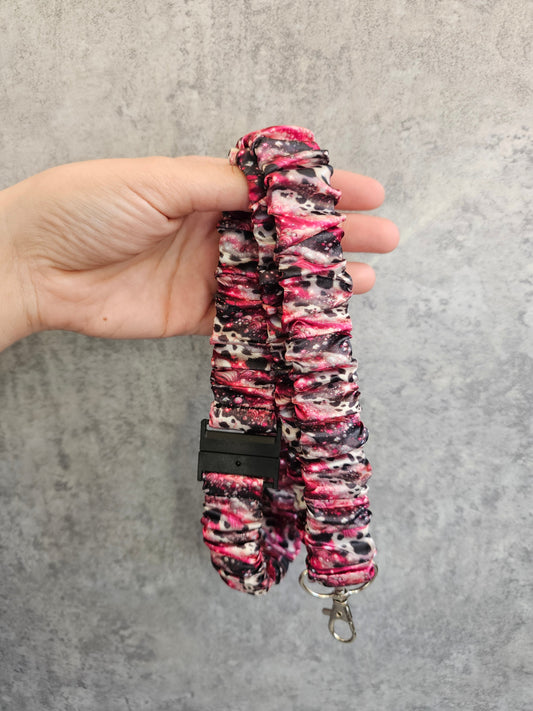 Pink Sparkle Cow Print Scrunchie Lanyard