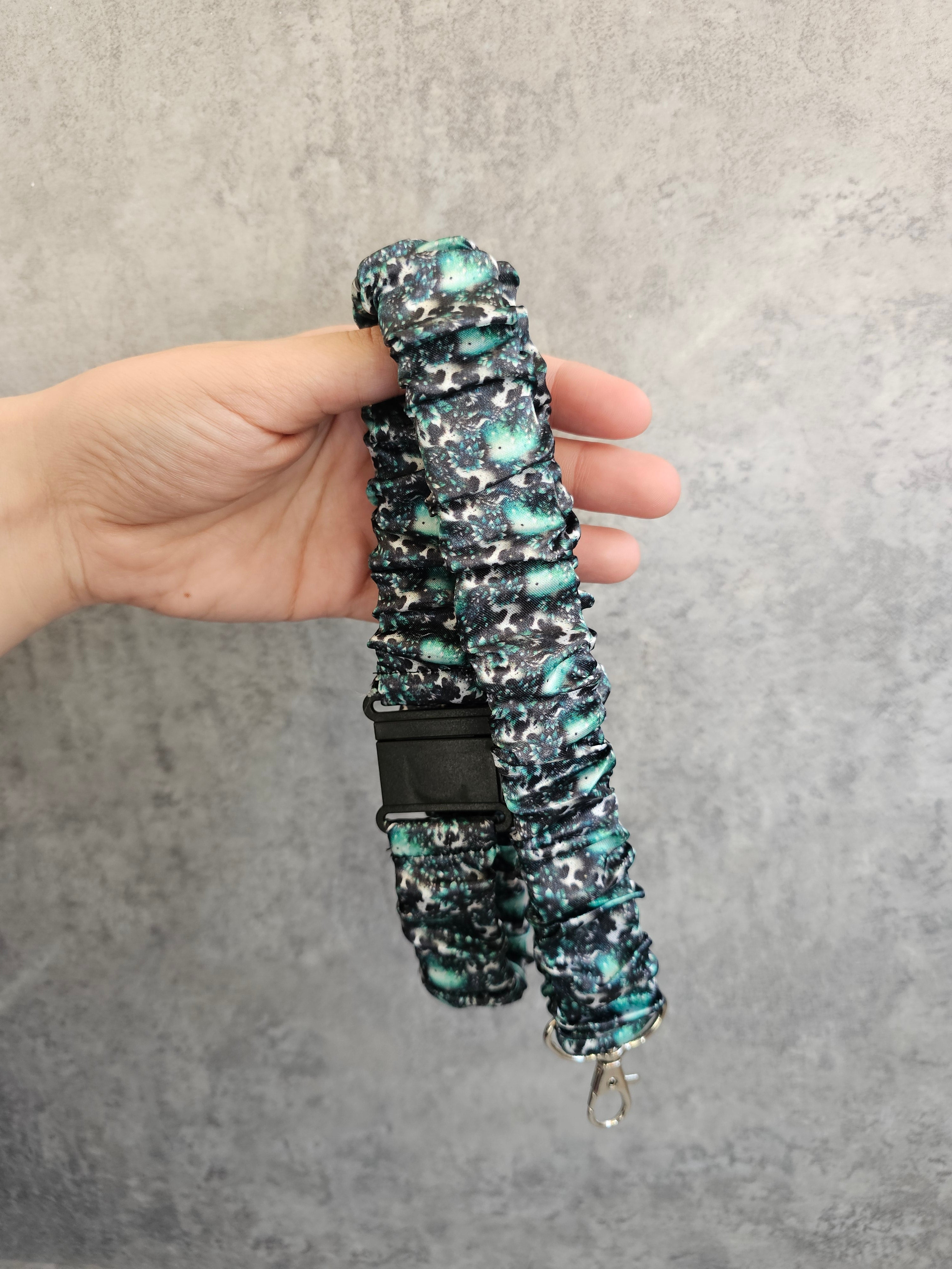 Green Sparkle Cow Print Scrunchie Lanyard