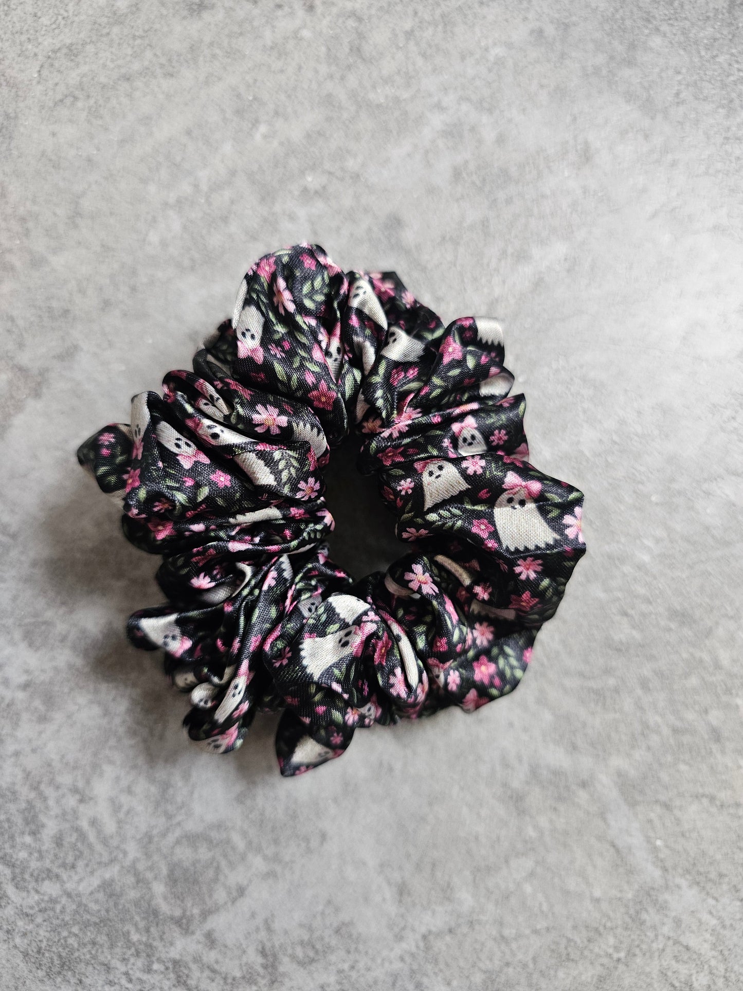 Pink Ghosty Midi Satin Hair Scrunchie
